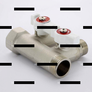 Коллектор НВ 3/4' с кранами никелированный UNI-FITT 2 выхода 1/2'Н 40мм - Сантех-Урал