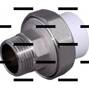 Муфта комбинированная разъёмная (американка) с наружной резьбой 50 мм х 1 1/2’’ серый - Сантех-Урал