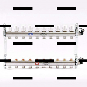 Коллекторная группа из нержавеющей стали с регулировочными и термостатическими вентилями UNI-FITT 1"x3/4"ЕК 10 выходов - Сантех-Урал